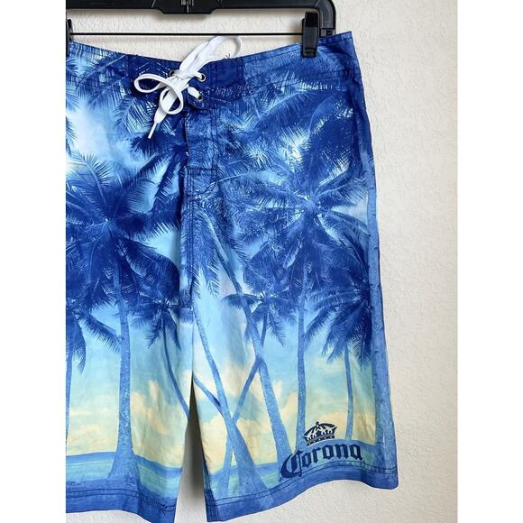 Carona Mens Blue Board Shorts Size LG Polyester Drawstring Preowned - Picture 4 of 11